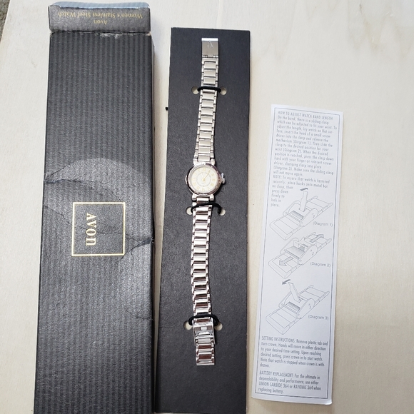 Avon Watch Women Silver Gold Tone Round Dial 24mm New Battery Adj Band 8" - Picture 5 of 7